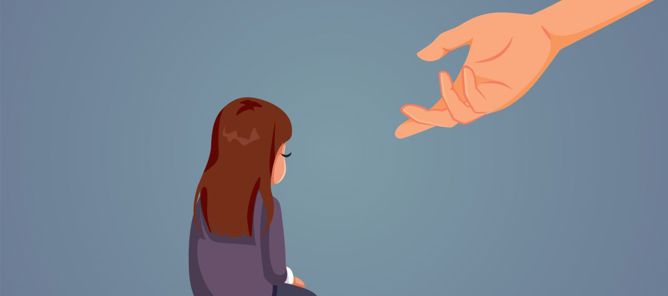 a man's head and hand